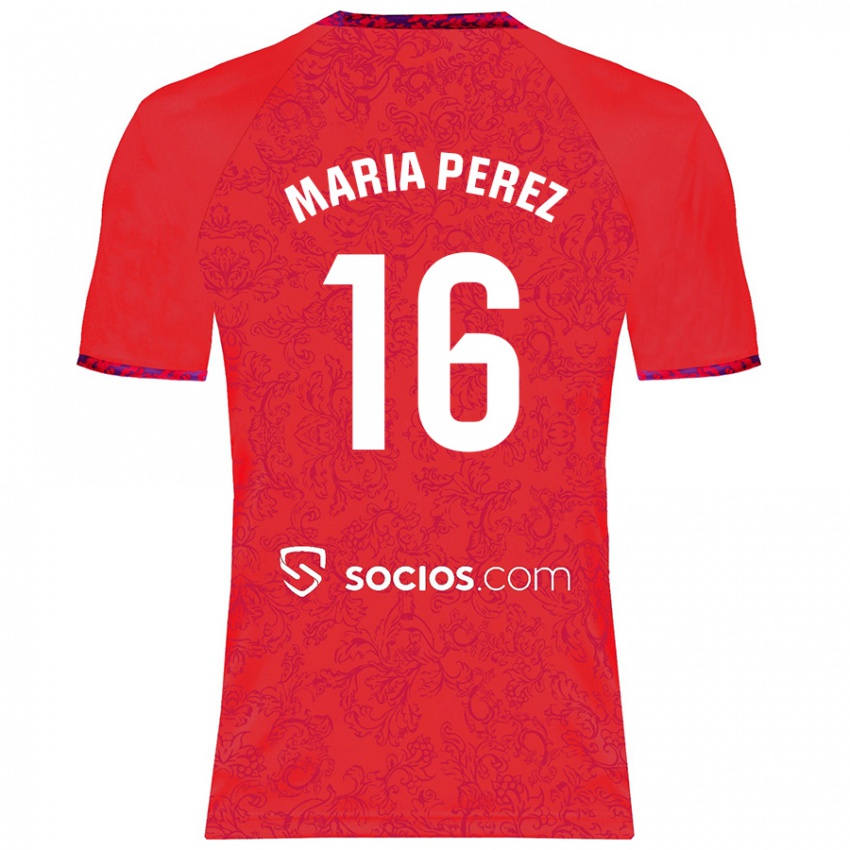 Kinder María Pérez Rabaza #16 Rot Auswärtstrikot Trikot 2024/25 T-Shirt Österreich