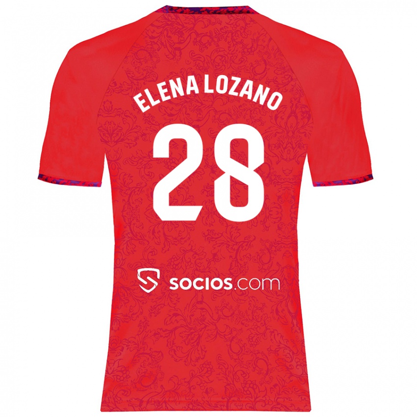 Kinder Elena Lozano Gallego #28 Rot Auswärtstrikot Trikot 2024/25 T-Shirt Österreich