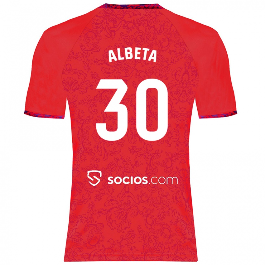 Kinder Alba María López Montiel #30 Rot Auswärtstrikot Trikot 2024/25 T-Shirt Österreich