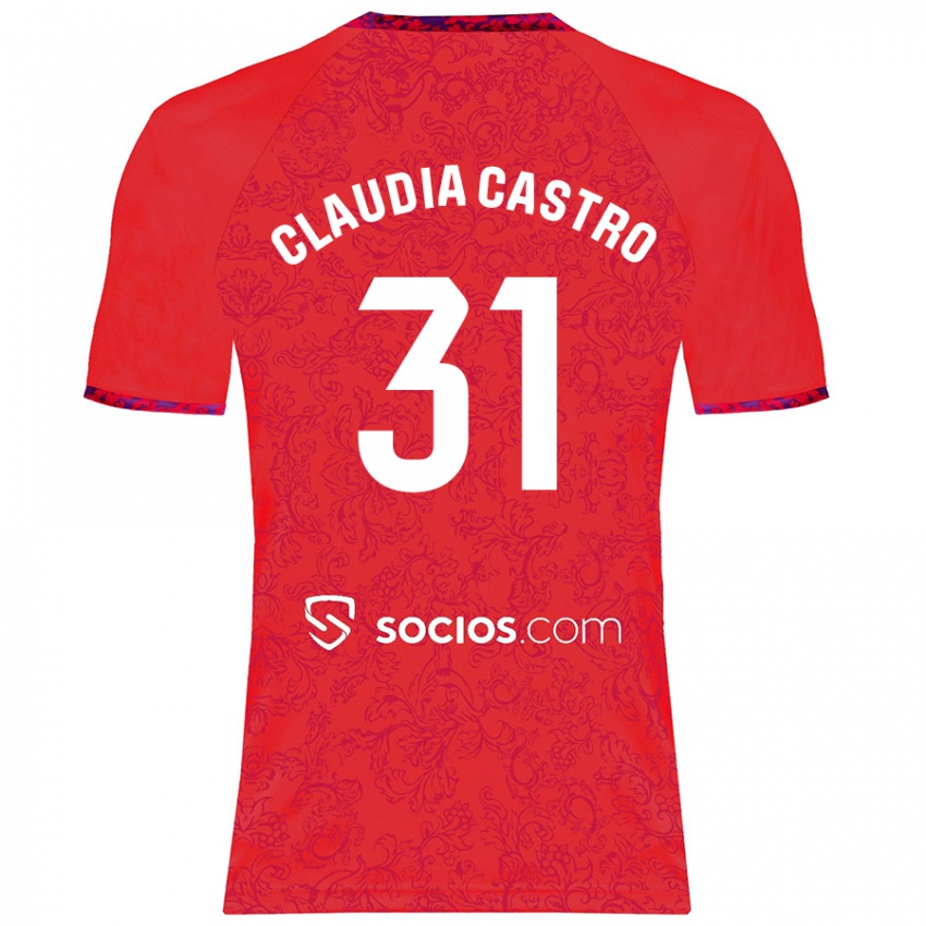 Kinder Claudia Castro Romero #31 Rot Auswärtstrikot Trikot 2024/25 T-Shirt Österreich