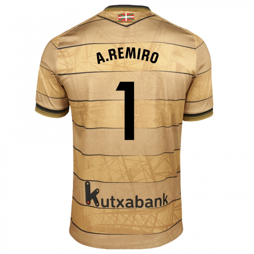 Kinder Álex Remiro #1 Braun Auswärtstrikot Trikot 2024/25 T-Shirt Österreich