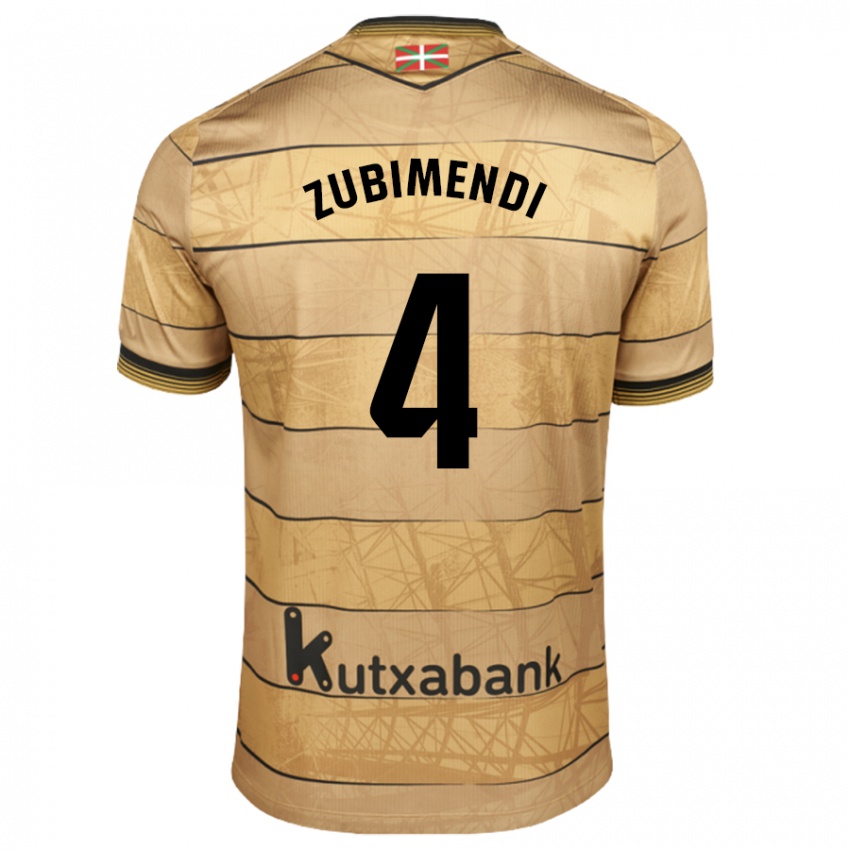 Kinder Martín Zubimendi #4 Braun Auswärtstrikot Trikot 2024/25 T-Shirt Österreich