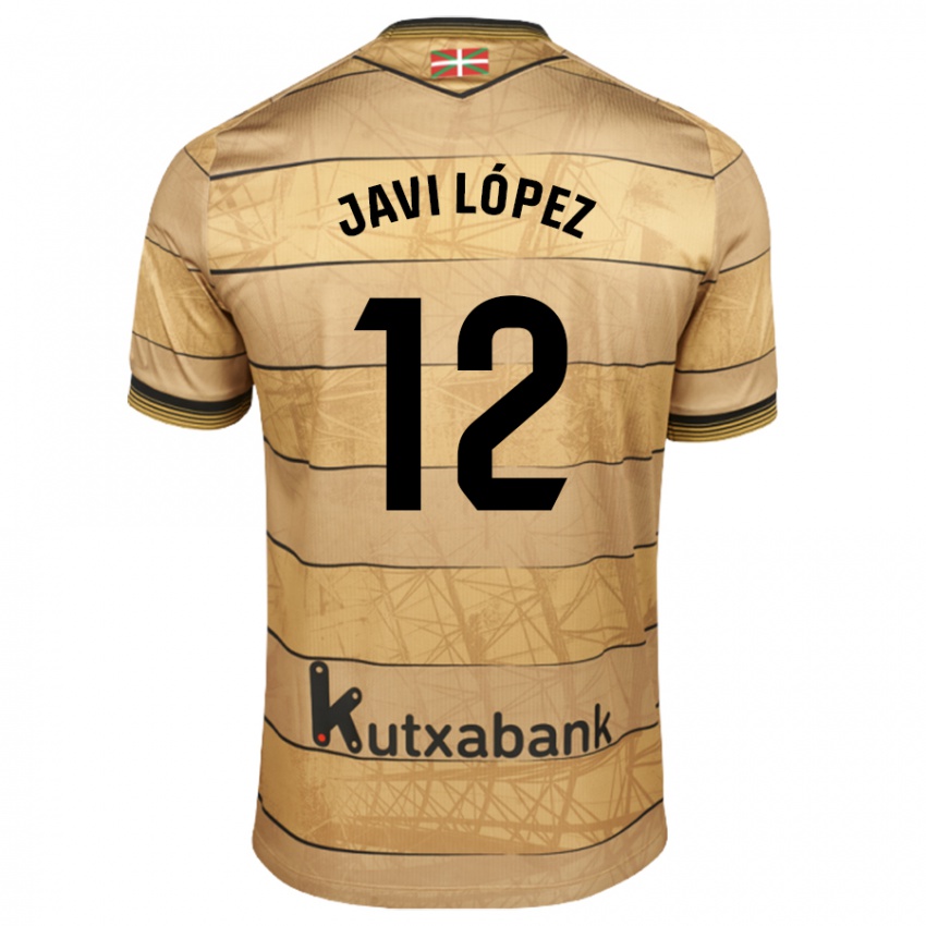 Kinder Javi López #12 Braun Auswärtstrikot Trikot 2024/25 T-Shirt Österreich