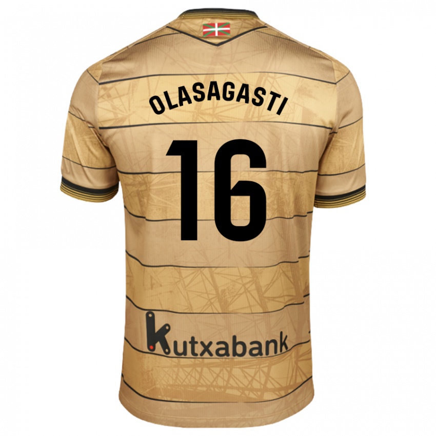 Kinder Jon Ander Olasagasti #16 Braun Auswärtstrikot Trikot 2024/25 T-Shirt Österreich