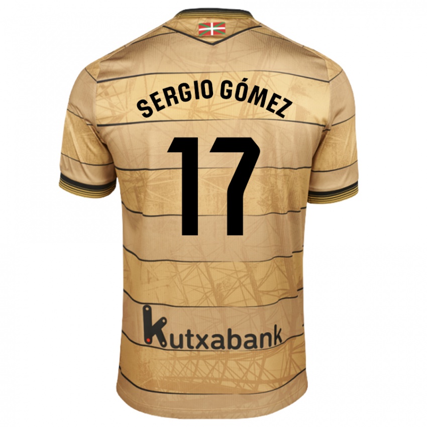 Kinder Sergio Gómez #17 Braun Auswärtstrikot Trikot 2024/25 T-Shirt Österreich