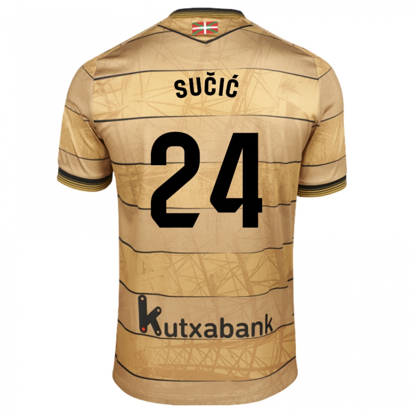 Kinder Luka Sucic #24 Braun Auswärtstrikot Trikot 2024/25 T-Shirt Österreich