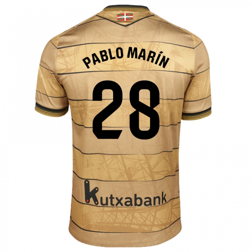 Kinder Pablo Marín #28 Braun Auswärtstrikot Trikot 2024/25 T-Shirt Österreich