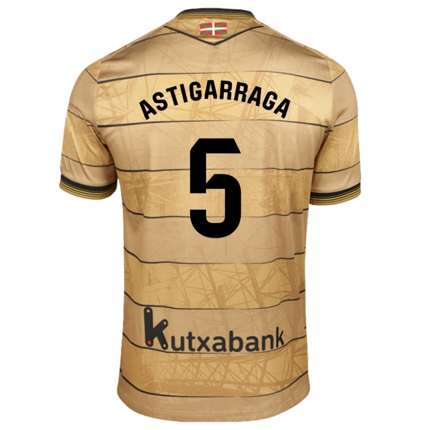 Kinder Eneko Astigarraga #5 Braun Auswärtstrikot Trikot 2024/25 T-Shirt Österreich