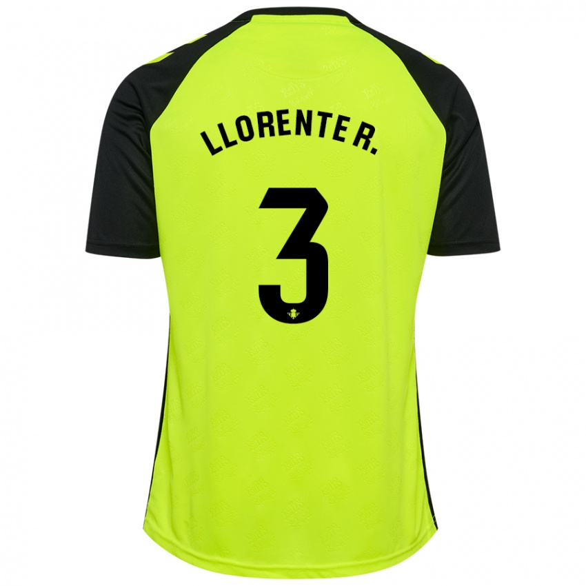 Kinder Diego Llorente #3 Fluoreszierendes Gelb Schwarz Auswärtstrikot Trikot 2024/25 T-Shirt Österreich