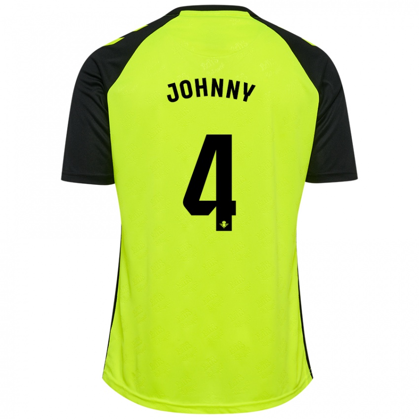 Kinder Johnny Cardoso #4 Fluoreszierendes Gelb Schwarz Auswärtstrikot Trikot 2024/25 T-Shirt Österreich