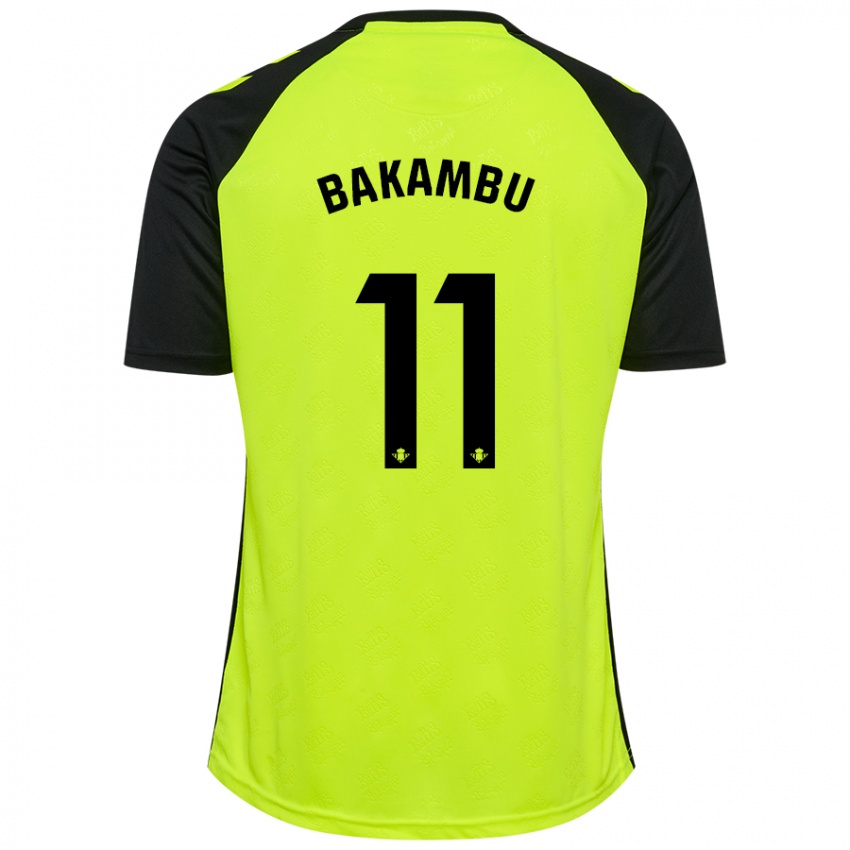 Kinder Cedric Bakambu #11 Fluoreszierendes Gelb Schwarz Auswärtstrikot Trikot 2024/25 T-Shirt Österreich