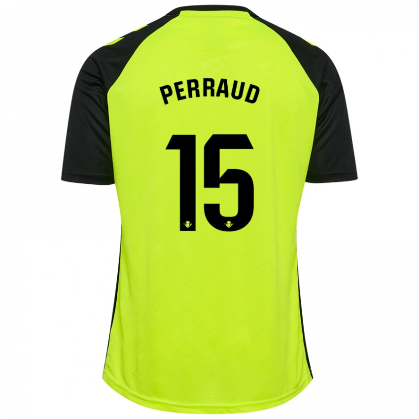 Kinder Romain Perraud #15 Fluoreszierendes Gelb Schwarz Auswärtstrikot Trikot 2024/25 T-Shirt Österreich