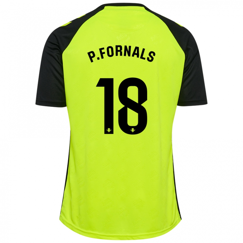 Kinder Pablo Fornals #18 Fluoreszierendes Gelb Schwarz Auswärtstrikot Trikot 2024/25 T-Shirt Österreich