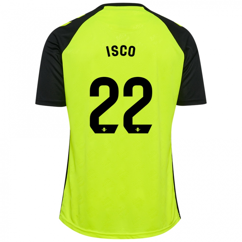 Kinder Isco #22 Fluoreszierendes Gelb Schwarz Auswärtstrikot Trikot 2024/25 T-Shirt Österreich