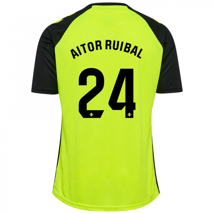 Kinder Aitor Ruibal #24 Fluoreszierendes Gelb Schwarz Auswärtstrikot Trikot 2024/25 T-Shirt Österreich