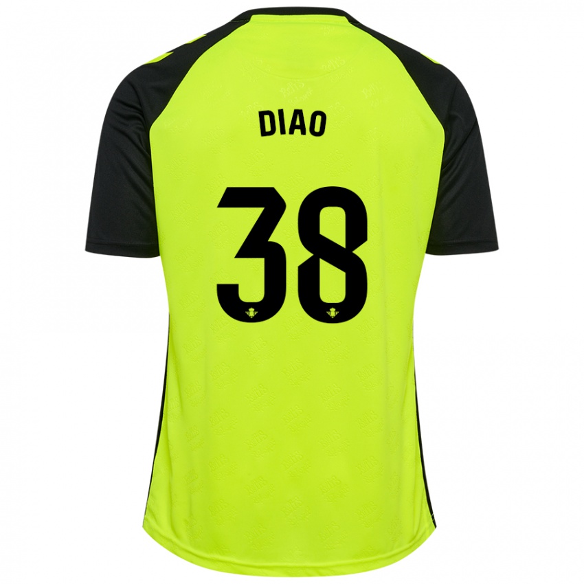 Kinder Assane Diao #38 Fluoreszierendes Gelb Schwarz Auswärtstrikot Trikot 2024/25 T-Shirt Österreich