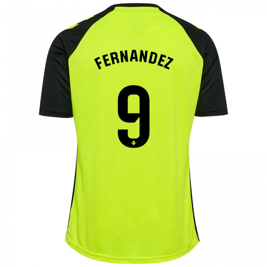 Kinder Marcos Fernández #9 Fluoreszierendes Gelb Schwarz Auswärtstrikot Trikot 2024/25 T-Shirt Österreich