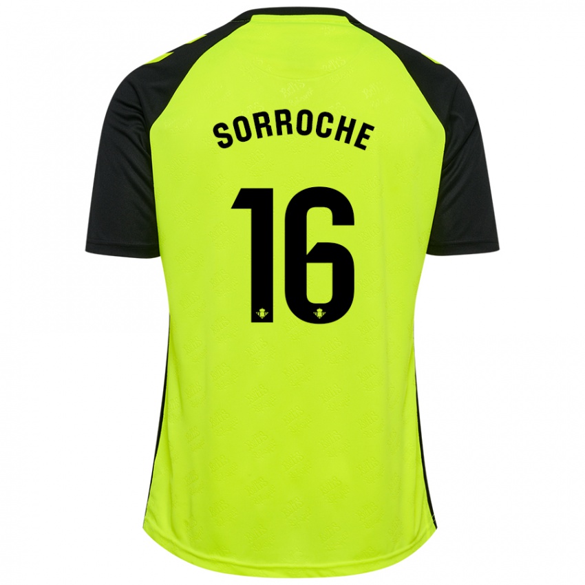 Kinder Ginés Sorroche #16 Fluoreszierendes Gelb Schwarz Auswärtstrikot Trikot 2024/25 T-Shirt Österreich