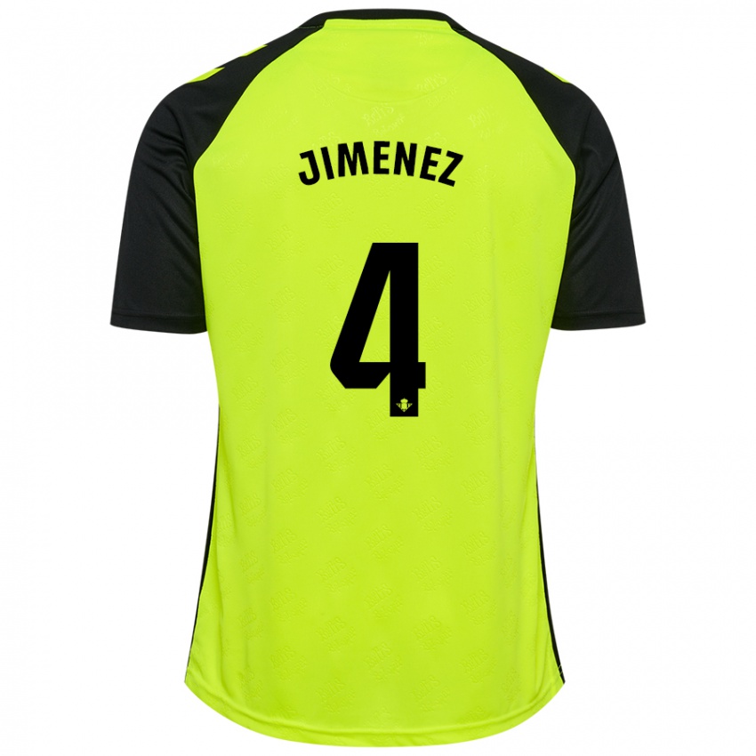 Kinder María Jiménez Gutiérrez #4 Fluoreszierendes Gelb Schwarz Auswärtstrikot Trikot 2024/25 T-Shirt Österreich