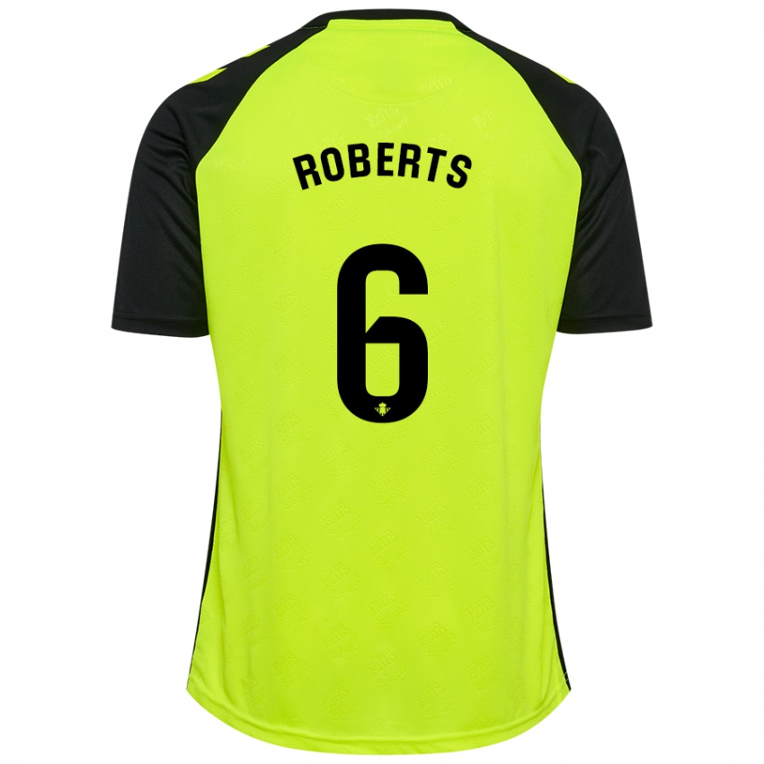 Kinder Rhiannon Roberts #6 Fluoreszierendes Gelb Schwarz Auswärtstrikot Trikot 2024/25 T-Shirt Österreich