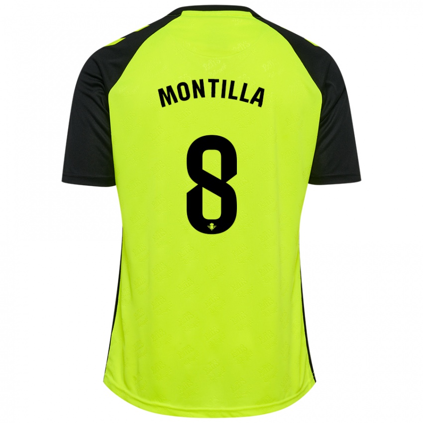 Kinder Natalia Montilla #8 Fluoreszierendes Gelb Schwarz Auswärtstrikot Trikot 2024/25 T-Shirt Österreich