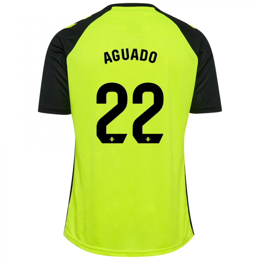 Kinder Julia Aguado Fernández #22 Fluoreszierendes Gelb Schwarz Auswärtstrikot Trikot 2024/25 T-Shirt Österreich