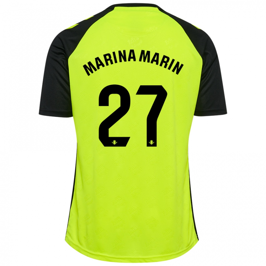 Kinder Marina Marín #27 Fluoreszierendes Gelb Schwarz Auswärtstrikot Trikot 2024/25 T-Shirt Österreich