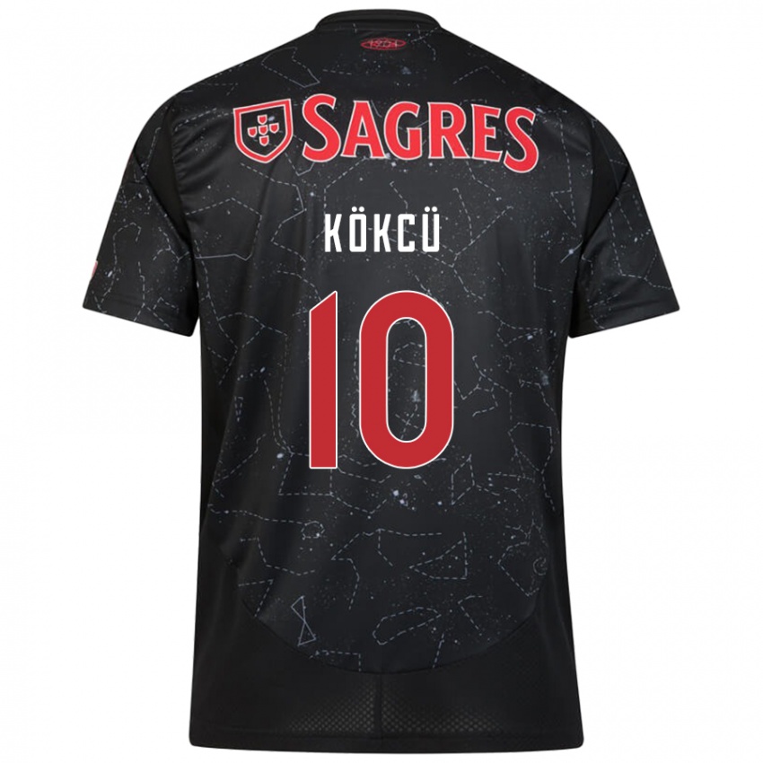 Kinder Orkun Kökcü #10 Schwarz Rot Auswärtstrikot Trikot 2024/25 T-Shirt Österreich