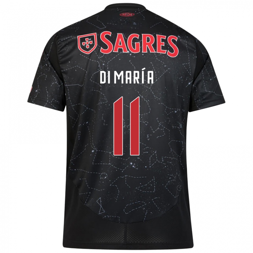 Kinder Angel Di Maria #11 Schwarz Rot Auswärtstrikot Trikot 2024/25 T-Shirt Österreich