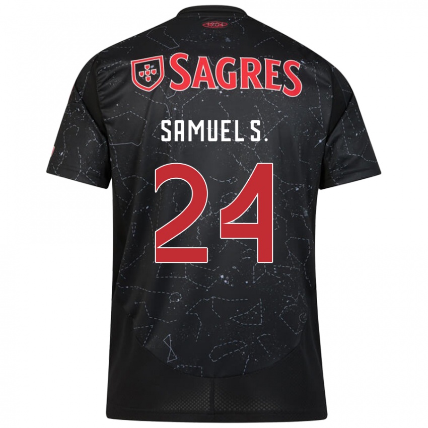 Kinder Samuel Soares #24 Schwarz Rot Auswärtstrikot Trikot 2024/25 T-Shirt Österreich