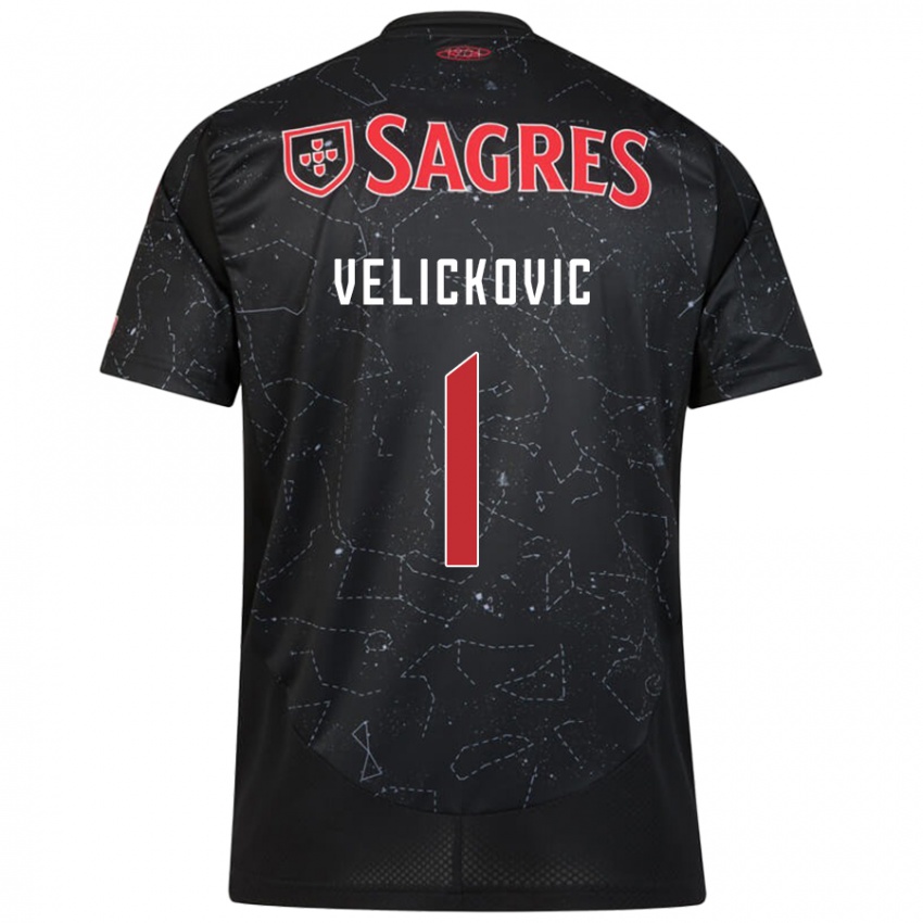 Kinder Luka Velickovic #1 Schwarz Rot Auswärtstrikot Trikot 2024/25 T-Shirt Österreich