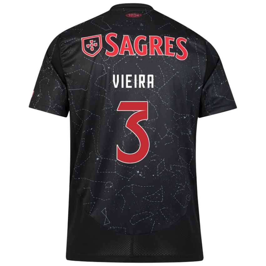 Kinder Miguel Vieira #3 Schwarz Rot Auswärtstrikot Trikot 2024/25 T-Shirt Österreich