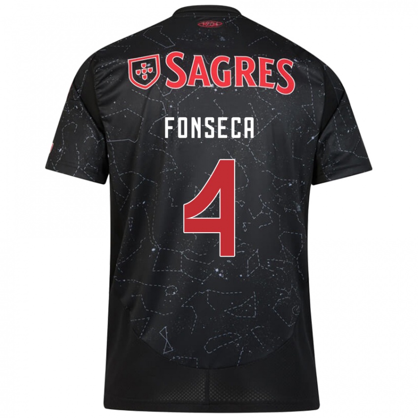 Kinder João Fonseca #4 Schwarz Rot Auswärtstrikot Trikot 2024/25 T-Shirt Österreich