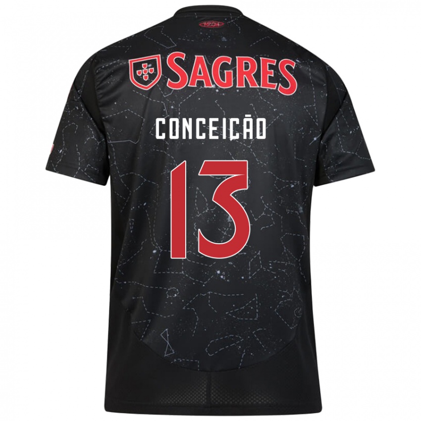 Kinder João Conceição #13 Schwarz Rot Auswärtstrikot Trikot 2024/25 T-Shirt Österreich