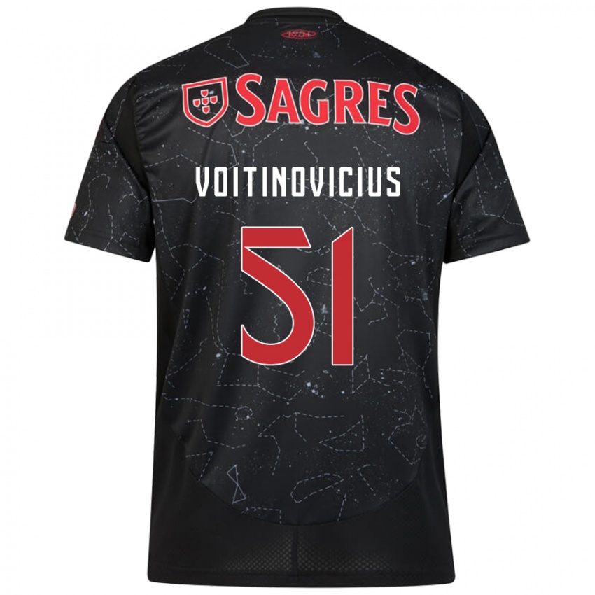 Kinder Arnas Voitinovicius #51 Schwarz Rot Auswärtstrikot Trikot 2024/25 T-Shirt Österreich