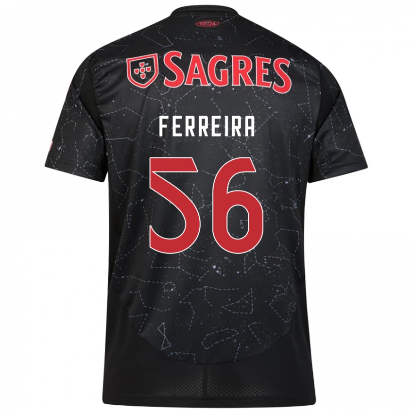 Kinder Martim Ferreira #56 Schwarz Rot Auswärtstrikot Trikot 2024/25 T-Shirt Österreich