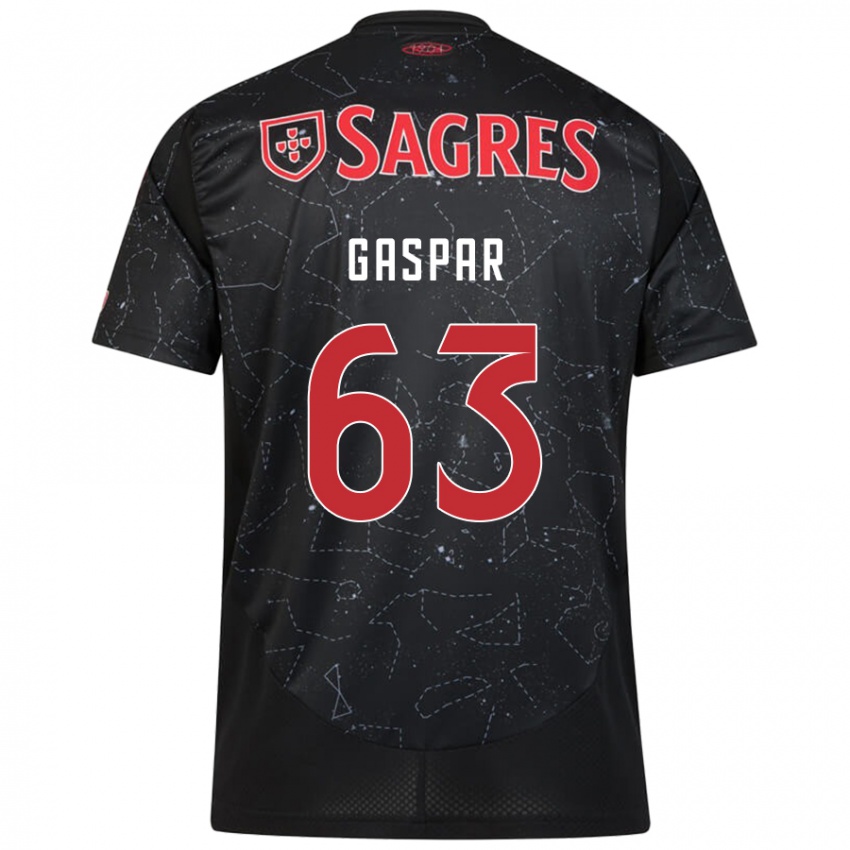 Kinder Guilherme Gaspar #63 Schwarz Rot Auswärtstrikot Trikot 2024/25 T-Shirt Österreich