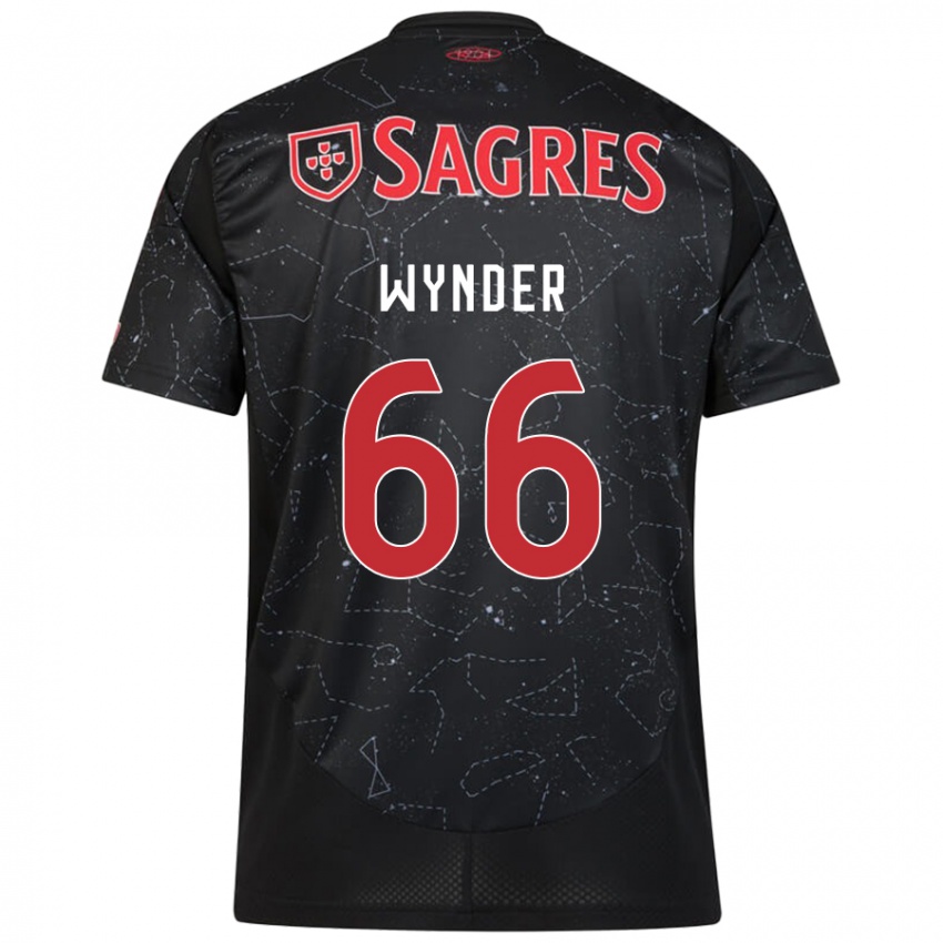 Kinder Joshua Wynder #66 Schwarz Rot Auswärtstrikot Trikot 2024/25 T-Shirt Österreich