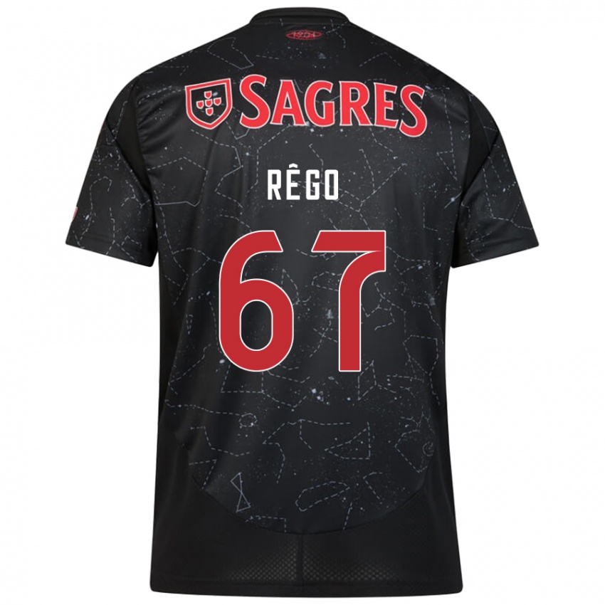 Kinder Rodrigo Rêgo #67 Schwarz Rot Auswärtstrikot Trikot 2024/25 T-Shirt Österreich