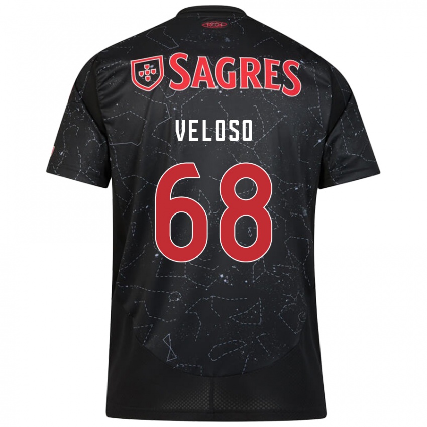 Kinder João Veloso #68 Schwarz Rot Auswärtstrikot Trikot 2024/25 T-Shirt Österreich