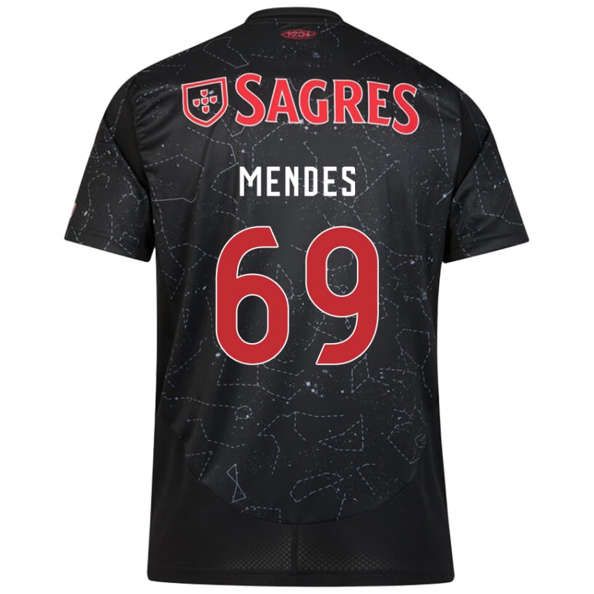 Kinder Vladimir Mendes #69 Schwarz Rot Auswärtstrikot Trikot 2024/25 T-Shirt Österreich