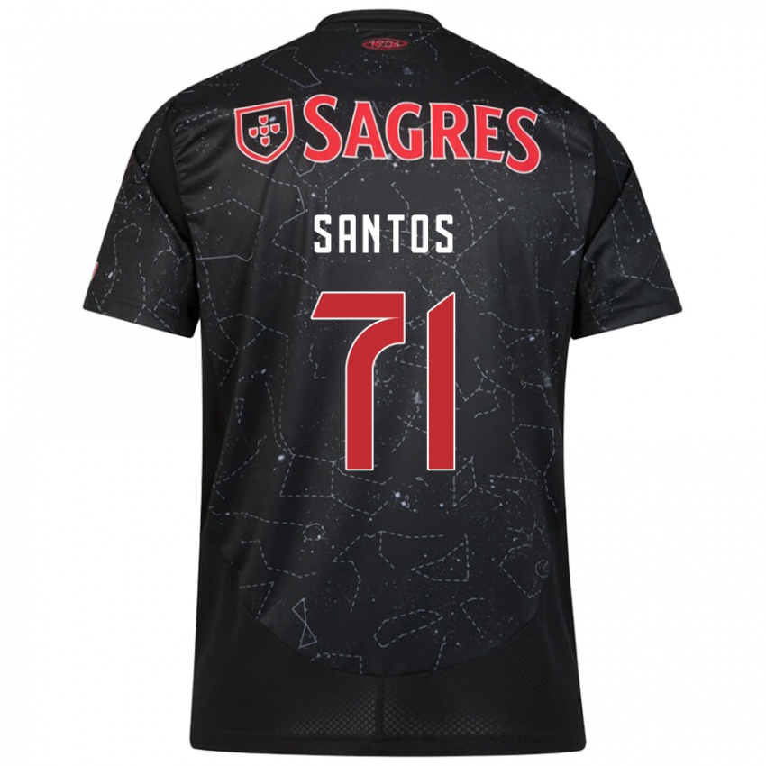 Kinder Leandro Santos #71 Schwarz Rot Auswärtstrikot Trikot 2024/25 T-Shirt Österreich