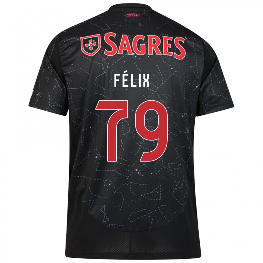 Kinder Hugo Félix #79 Schwarz Rot Auswärtstrikot Trikot 2024/25 T-Shirt Österreich