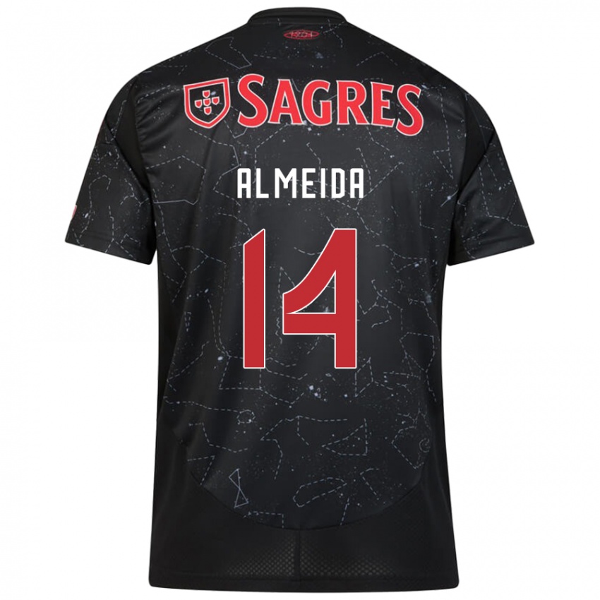 Kinder Letícia Almeida #14 Schwarz Rot Auswärtstrikot Trikot 2024/25 T-Shirt Österreich