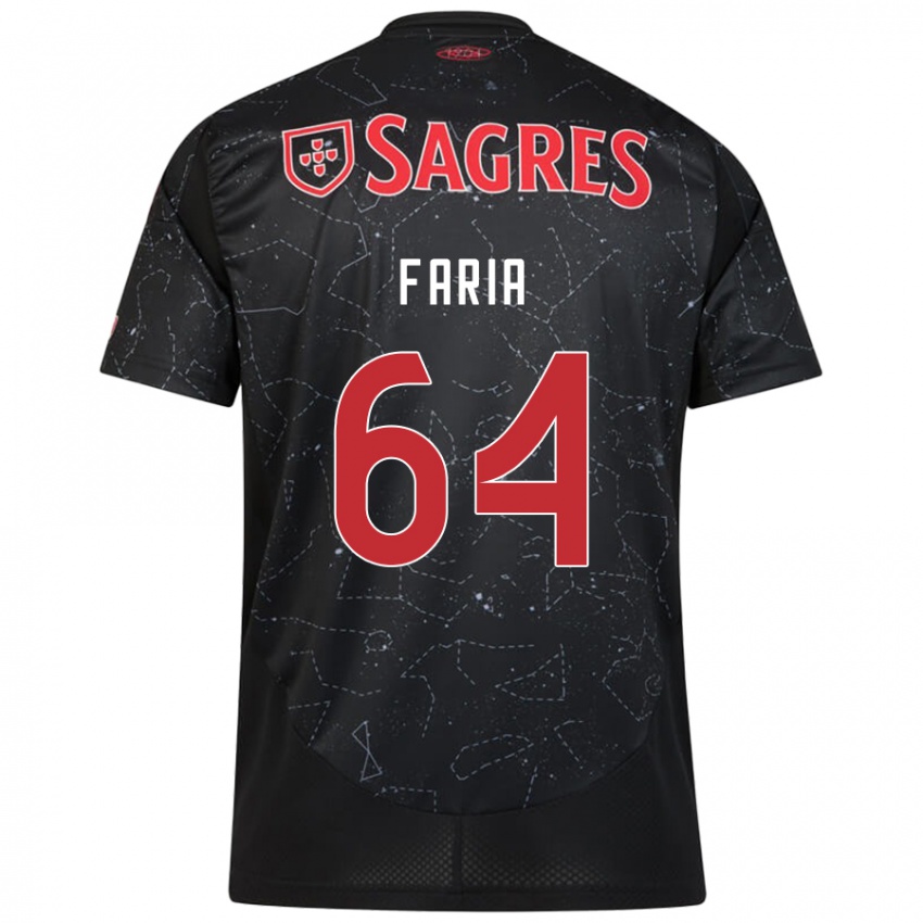 Kinder Hugo Faria #64 Schwarz Rot Auswärtstrikot Trikot 2024/25 T-Shirt Österreich