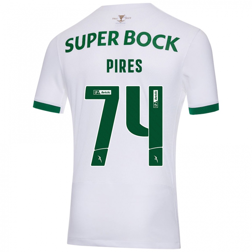 Kinder Guilherme Pires #74 Weiß Grün Auswärtstrikot Trikot 2024/25 T-Shirt Österreich