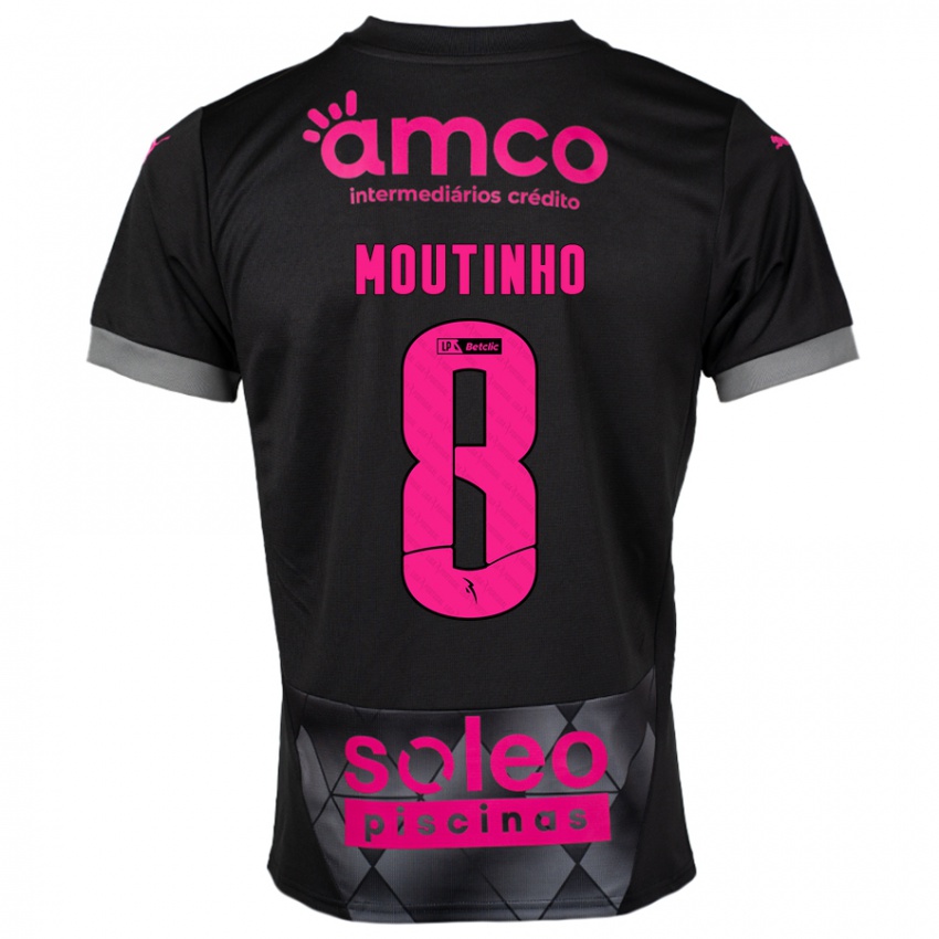 Kinder João Moutinho #8 Schwarz Rosa Auswärtstrikot Trikot 2024/25 T-Shirt Österreich