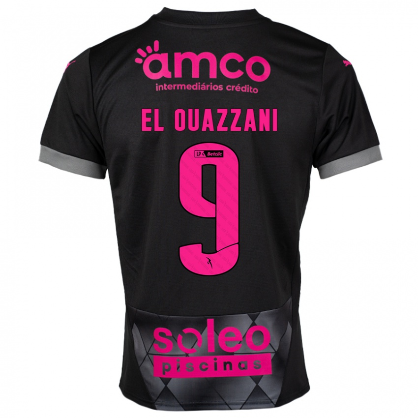 Kinder Amine El Ouazzani #9 Schwarz Rosa Auswärtstrikot Trikot 2024/25 T-Shirt Österreich