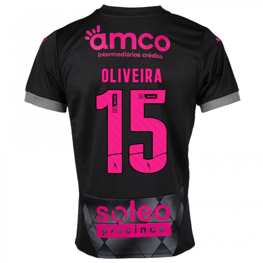 Kinder Paulo Oliveira #15 Schwarz Rosa Auswärtstrikot Trikot 2024/25 T-Shirt Österreich