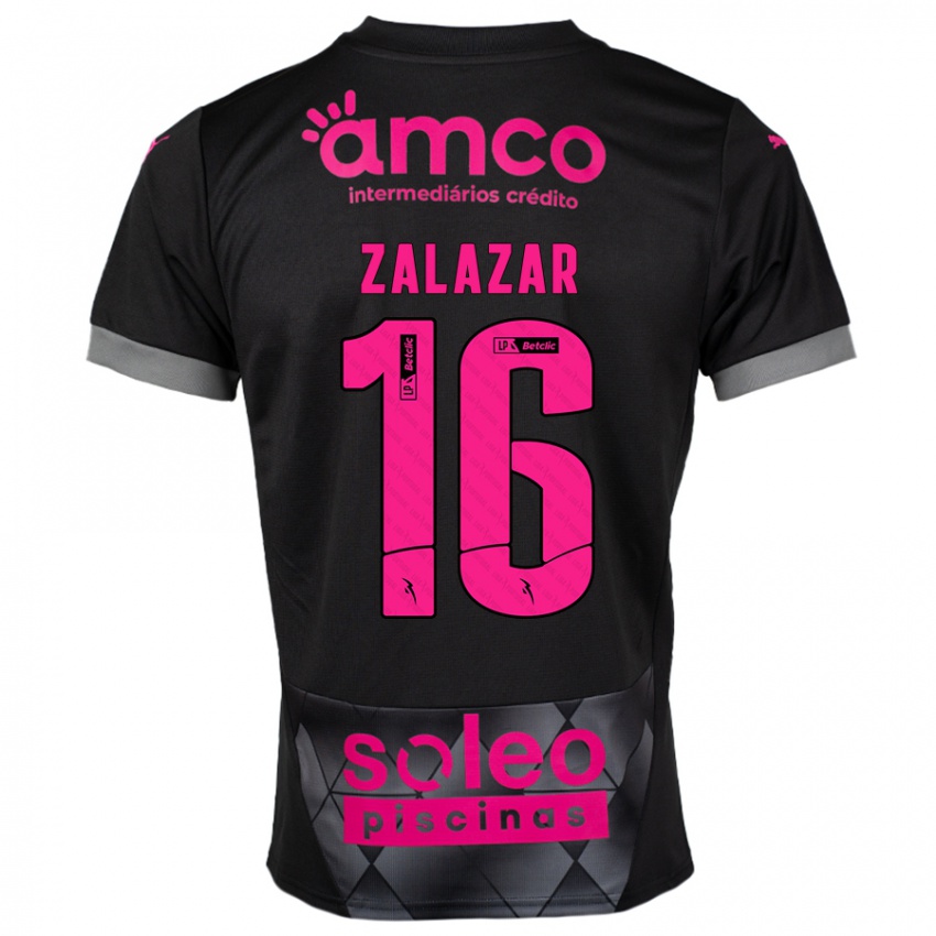 Kinder Rodrigo Zalazar #16 Schwarz Rosa Auswärtstrikot Trikot 2024/25 T-Shirt Österreich